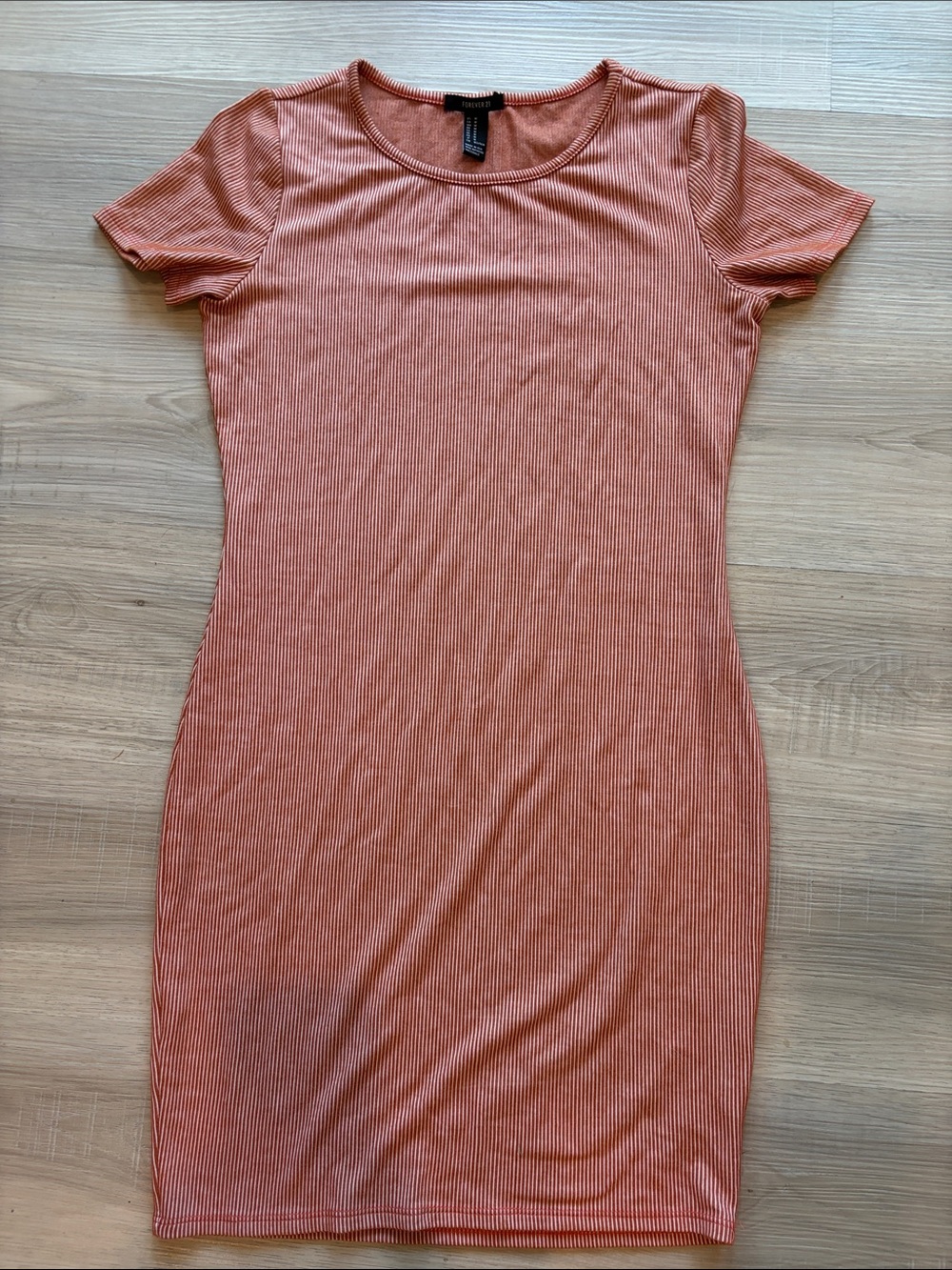 Ribbed Scoop-Neck Mini Dress in Rust